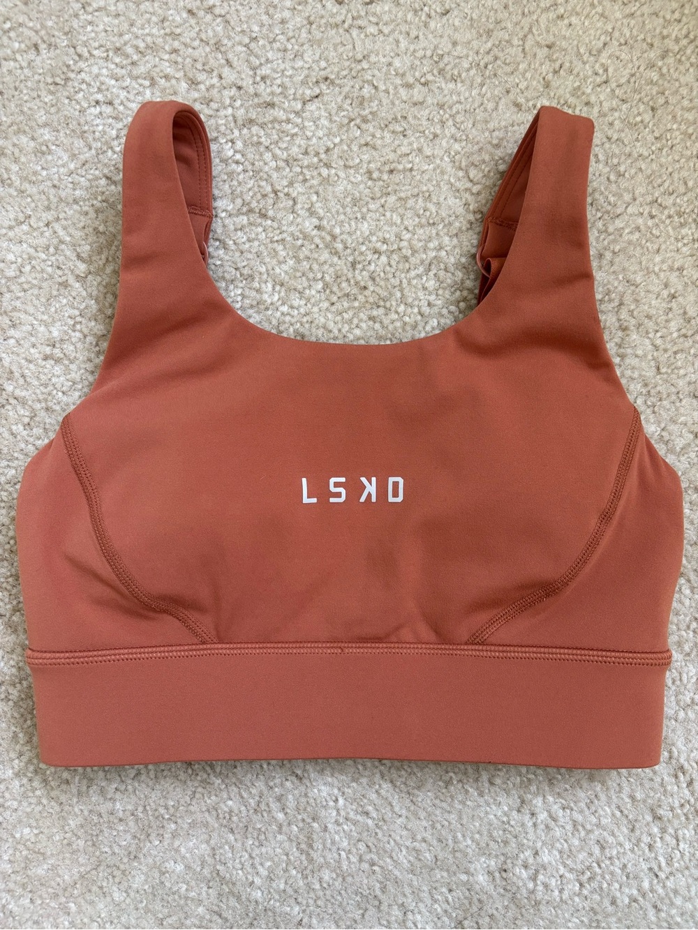 LSKD Rust Orange Padded Active Sports Bra